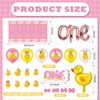 Glimin 44 Pcs Duck 1st Birthday Decorations Yellow Duck Balloon Rubber Duck Latex Balloon Animal Foil Balloon One Birthday Cake Topper Duck Party Tablecloths Duck Party Decor for Boys Girls(Cute)