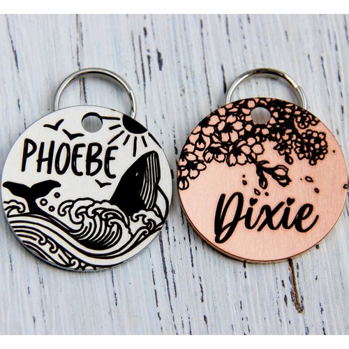 MYXGY Stainless Steel Pet ID Tag, Personalized Dog Name Tags, Customized Cat Tags, Deep Laser Engraving, Optional Engraved on Both Sides, Various Design Options