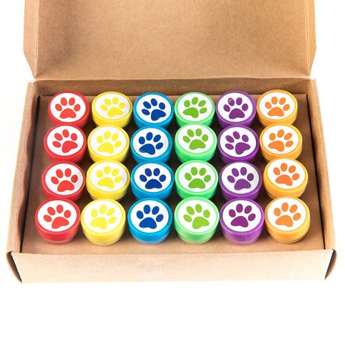 Huji Paw Print Stampers 24 Pieces Birthday Supplies Bag Accessories Toys Classroom Teachers Reward Activities for Children's Party Favors Birthday Parties School (Paw, 24 PCS)