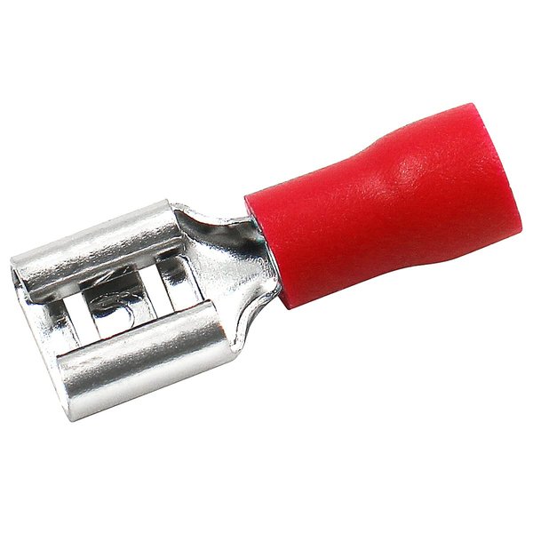 Baomain Female Quick disconnects Vinyl Insulated Spade Wire Connector Electrical Crimp Terminal 22-16 AWG 6.3mm 1/4" Red (100PCS)