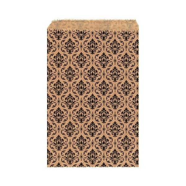 RJ Displays- 200 Pack Damask Brown Kraft Paper Bags, 4" x 6" inch for Candy, Cookies, Small Gift, Crafts, Party Favor, Cookies, Candy, Chocolate, Small Gifts, Sandwich, Jewelry Merchandise