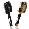 Boar Bristle Hair Brush 2 Pack, Detangling Brush, Vented Curved Hair Brush for Thick Curly Fine Wet Dry Long Hair, MYMOOSH Fast Dry No Tangle Hair Brush, Boar Bristle Brush for Women Men Kids (gold)