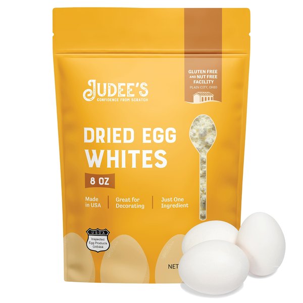 Judee’s Dried Egg White Protein Powder 8 oz - Pasteurized, USDA Certified, 100% Non-GMO - Gluten-Free and Nut-Free - Just One Ingredient - Made in USA - Use in Baking - Make Whipped Egg Whites