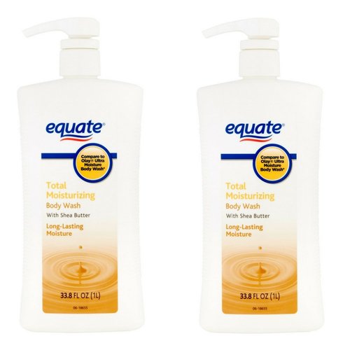 Equate Total Moisturizing Body Wash with Shea Butter, 33.8 fl oz (Pack of 2)