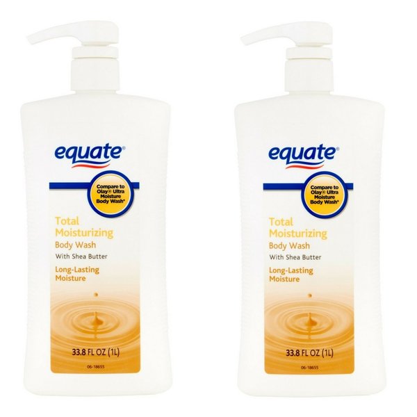 Equate Total Moisturizing Body Wash with Shea Butter, 33.8 fl oz (Pack of 2)