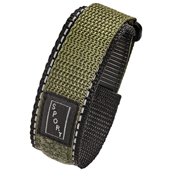 STUNNING SELECTION ALPINE Sporty Padded Nylon Fabric watch band - 20mm - black/green