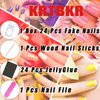 24Pcs Short Petite Press on Nails Blue Red 4th of July Fake Nails Independence Day Star Full Cover Glue on Nails Square Glitter Nail Designs Patriotic False Nails for Acrylic Nail Kit Decorations