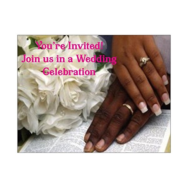 Hands with Rings, Bible and Bouquet Wedding Invitations - 50/pack