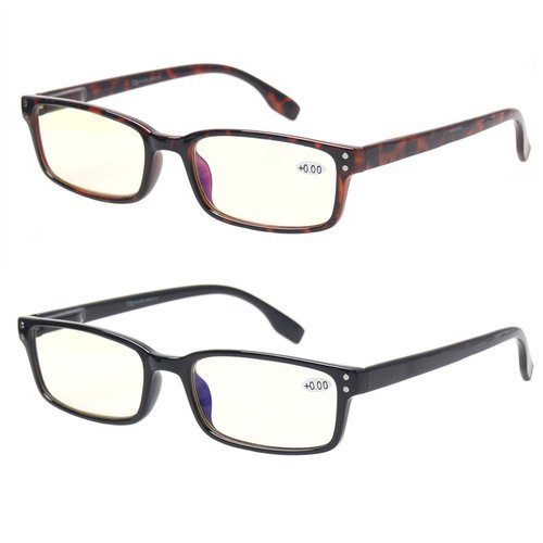 Kerecsen Computer Glasses 2 Pair UV Protection, Anti Blue Rays, Anti Glare and Scratch Resistant Computer Reading Glasses
