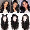 30 Inch Glueless Lace Front Wigs Human Hair Wigs for Black Women 13X4 Body Wave Lace Front Wig Pre Plucked Bleached Knots with Baby Hair 180% Density Real Human Hair Wigs Wet and Wavy Body Wave Wigs