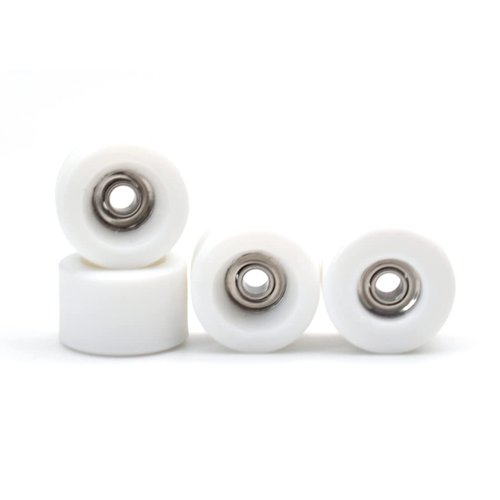 SAIKOOWA 4pcs Apex 68D Urethane Fingerboard Wheels,7.5mm Diameter -ABEC-9 Ultra Spin Chrome Steel Bearings with 1pcs Fingerboard Tool (White)