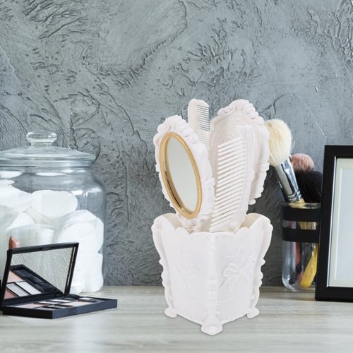 Luxshiny Vintage Handheld Mirror Hair Care Vintage Hand Mirror Hair Brush Set With Holder Vintage Hair Brush Set,Rat Tail Comb Makeup Kits Womens Wallet