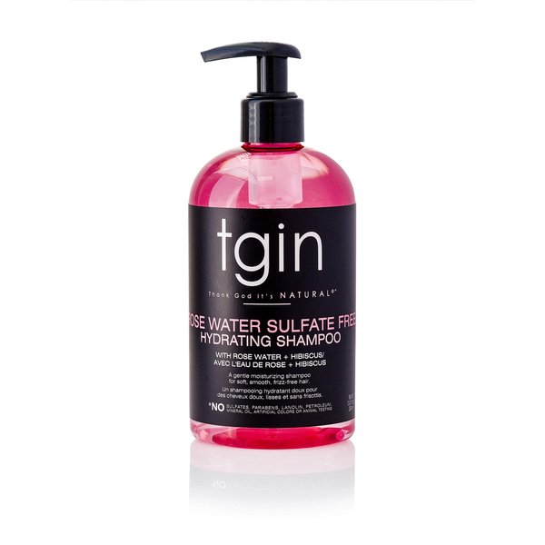 Thank God It's Natural tgin Rose Water Sulfate-Free Hydrating Shampoo for Curls - Waves - Protective Styles - Low Porosity Hair - Fine hair 13oz