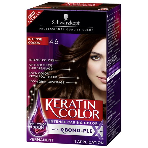 Schwarzkopf Keratin Color Permanent Hair Color Cream, 4.6 Intense Cocoa (Packaging May Vary)