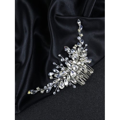 Brihasory Silver Bridal Wedding Hair Comb Handmade Rhinestone and Crystal Wedding Hair Accessories for Brides Elegant Party Prom Tiaras for Girls and Women Anniversary Valentine's Day Bridesmaid Gifts