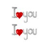 Dzrige 38 Inch I Love You Balloons Red Love Heart Shaped Silver Letter Balloon Banner I Love U Foil Balloons for Valentines Day Mothers Day Wedding Anniversary Decoration Supplies, 2 Pieces