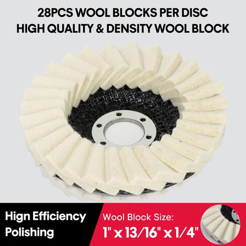 SHALL 6-Pack Felt Flap Disc Abrasives 4-1/2" x 7/8" Arbor, Wool Polishing Buffing Wheel Pad for Angle Grinder