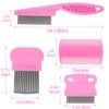 GNAWRISHING Flea Comb 4-Pieces-Pink with High Strength Teeth Durable Pet Tear Stain Remover Combs, Dog Cat Grooming Set Effective Float Hair Remover