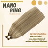 Highlights Nano Bead Hair Extensions Human Hair,18 Inch Colored #8/18/60 Brown to Ash Brown with Platinum Blonde 100% Natural Human Hair Extensions Nano Ring Remy Hair Extensions 50G/50S