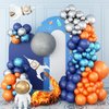 Blue and Orange Balloon Garland Arch Kit, Navy Blue and Orange Silver Space Balloons Arch for Astronaut Party Supplies, Party Balloons for Outer Space Theme Birthday Baby Shower Decorations