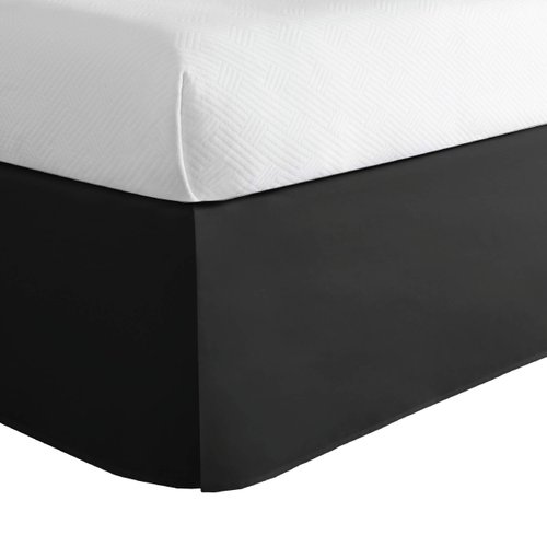 LUX Microfiber Tailored Bed Skirt with Classic 14 Inch Drop Length Pleated Styling, California KING, Black