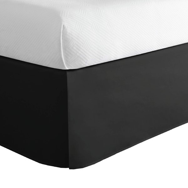 LUX Microfiber Tailored Bed Skirt with Classic 14 Inch Drop Length Pleated Styling, California KING, Black