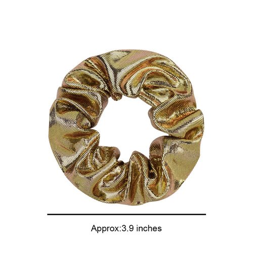 Set of 12 Cheer Shiny Metallic Hair Scrunchies Glitter Ponytail Holder Hair Accessories for Cheerleading Teen Girls College Sports (Gold)