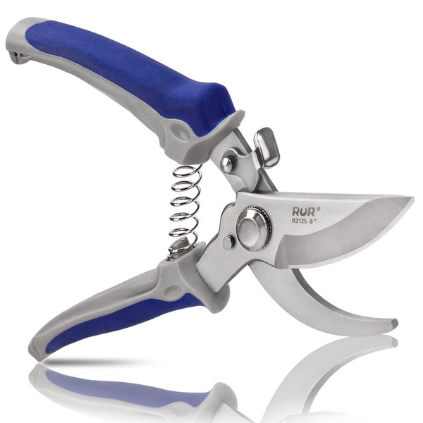 R RUR Premium Bypass Hand Pruning Shears, Plant Garden Shears Clippers SK5 Carbon Steel Blades, Sharp and Durable Garden Hand Pruners Scissors