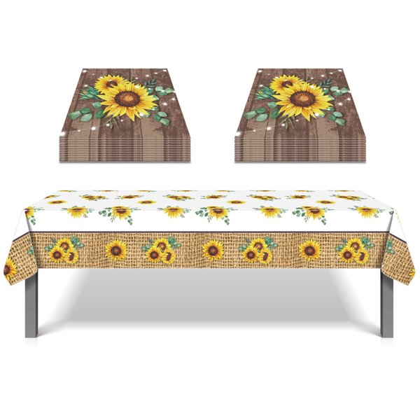 41 Pcs Sunflower Party Supplies 1 Pcs Sunflower Tablecover+40 pcs Sunflower Paper Napkins Sunflower Themed Party Supplies for Birthday Party Decorations Baby Shower