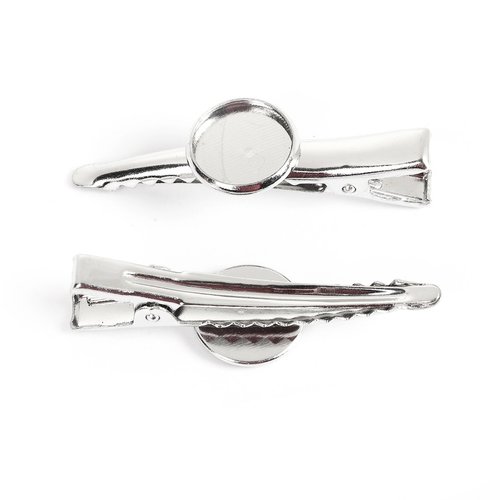 JGFinds Silver Tone Barrette Hair Clips with Cabochon Setting for DIY Crafts & Accessories, 20 Pack for Arts & Crafts