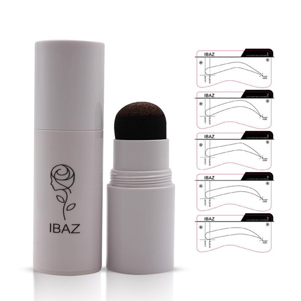 IBAZ Waterproof Eyebrow Stamp Kit: 10 Reusable Stencils, 2 Brushes, Light Brown