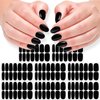 DANNEASY 8 Sheets Black Nail Wraps for Women Solid Color Nail Polish Stickers Stick on Nail Polish Strips Gel Nail Strips Self Adhesive Fingernail Sticker Nails with Nail File, Cuticle Stick
