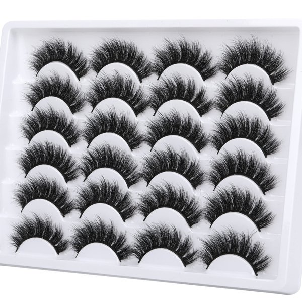 Newcally Eyelashes False Lashes Fluffy 18MM Long Faux Mink Eye Lashes Pack Dramatic Thick Volume Fake Eyelashes 12 Pairs Soft Reusable Lashes Multipack