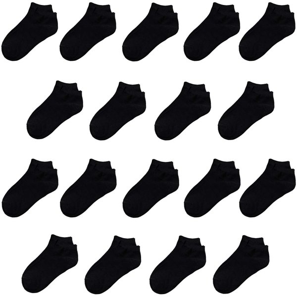 JAMEGIO Janegio 18 Pairs Kids' Black Ankle Socks Low Cut Half Cushion Sport Ankle Socks Boys Girls (4-6 Years)