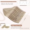 Fshine Secret Extensions Human Hair Wire Hairpieces Ash Blonde Highlighted Bleach Blonde 12Inch One Piece Clip in Real Hair Extensions Fish Line Layered Human Hair Extensions for Short 70Grams