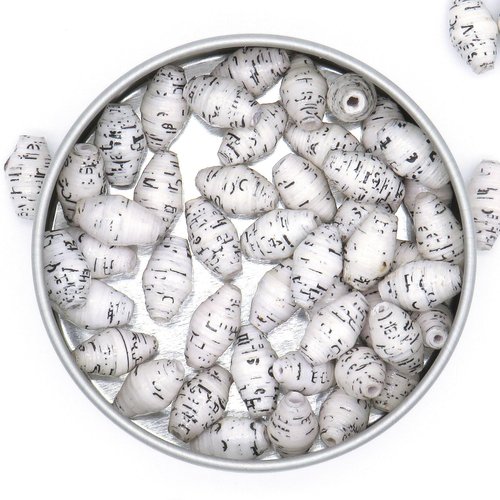 Outreach Uganda Handmade Beaded Christmas Ornament – White Speckled Tree Star Ornament, Crafted from Recycled Paper Beads | Unique Eco-Friendly Holiday Decoration