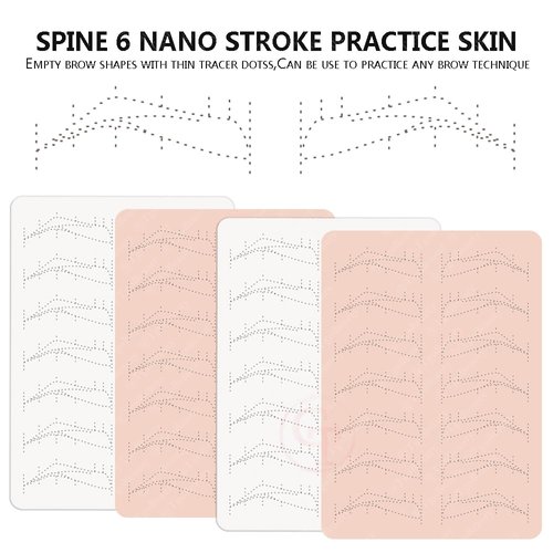 TgoBeauty 7 Pairs Brow Shapes Double Sided Design Eyebrow Spine 6 Nano stroke practice skin Silicone Practice Pad for Permanent Makeup Training (White Skins-4pcs)