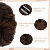 Leterly Messy Bun Hair Piece, Claw Clip Hair Bun Hairpieces Thick Updo Scrunchies Ponytail Hair Extensions Synthetic for Women Dark Brown Mix Light Auburn