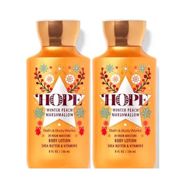 Bath & Body Works Winter Peach Marshmallow Super Smooth Body Lotion Sets Gift For Women 8 Oz -2 Pack (Winter Peach Marshmallow)