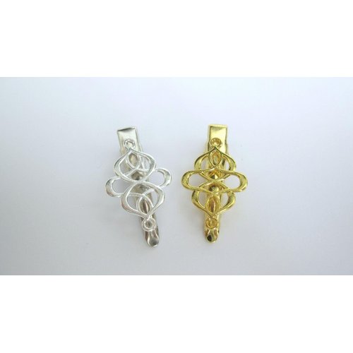 Small silver gold metal viking celtic alligator hair clip for fine thin hair (Primary color: Silver, Clip quantity: 2 Clips)