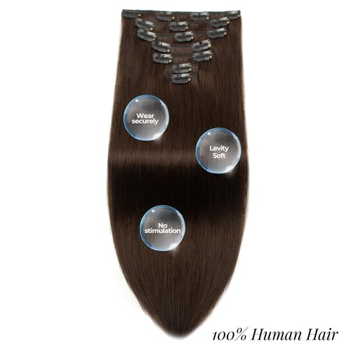 Moucyo Clip In Hair Extensions 7pcs/120g, 100% Remy Clip In Hair Extensions Real Human Hair 16 Inch, 16clips Seamless Clip In Hair Extensions for Women (16inch, Dark Brown)