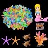 Muzero Fish Tank Aquarium Decoration Set, Mini 100pcs Glowing Pebbles Liminous Rocks, Teatle Mermaid Starfish Coral Treasure Chest Ornaments for Micro Landscape Waterscape Fish Tank Aquarium Decor