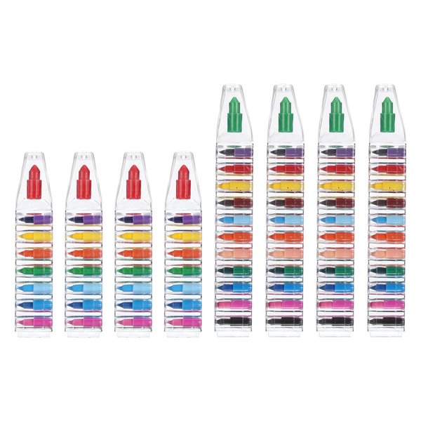 PATIKIL Stacking Crayons, 8 Pack 8 & 12 Colors Stackable Buildable Rectangle Drawing Crayons for Home Office Party Art Craft Supplies Drawing Learning