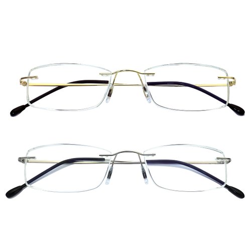HIYANJN Rimless Readers Blue light proof reading glasses Women Men Anti Glare Filter Lightweight Eyeglasses (2-Pack,2.5)