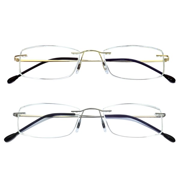 HIYANJN Rimless Readers Blue light proof reading glasses Women Men Anti Glare Filter Lightweight Eyeglasses (2-Pack,2.5)