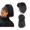 Short Kinky Straight Ponytail 10inch Hair Extensions Ponytail Natural Puffing Warp Around Afro Clip in Ponytail Extensions for Women girls (#1B)