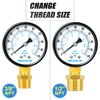 MEANLIN MEASURE 0-100Psi 2" DIAL FACE 1/4" NPT Well Pump Pressure Gauge, with 1/4" x 1/2" NPT and 1/4" x 3/8" NPT Hex Bushing, 3-2-3% Accuracy,Lower Mount