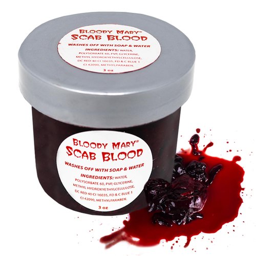 BLOODY MARY Fake SCAB Blood Make Up Body Paint - 3 oz large - For Cosplay, Horror Costume, Theater Blood, Vampire Accessories, Scary Things - Skin Friendly Washable Looks Realistic Thick Blood