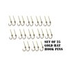 25 Gold Hat Fish Hook for cap and Tie Clip Bulk Pack of 25 Hat Hooks