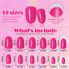 AddFavor Oval Press on Nails Short Fake Nails, 240pcs Hot Pink Nails Press on Almond False Nail Full Cover Acrylic Nail for Women and Girls